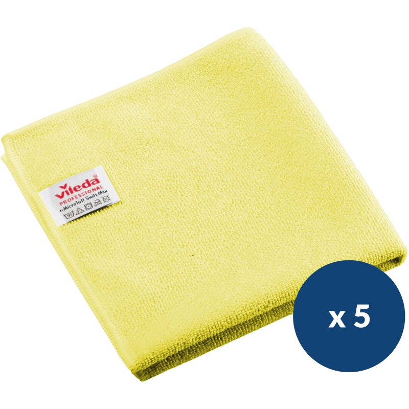 Lavette microfibre tricotée Micro Tuff Plus Vileda - lot de 5 jaune