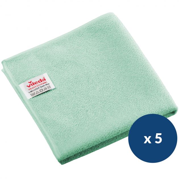 Lavette microfibre tricotée Micro Tuff Plus Vileda - lot de 5 vert