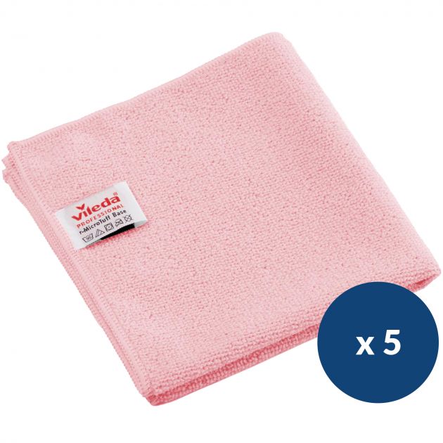 Lavette microfibre tricotée Micro Tuff Plus Vileda - lot de 5 rose