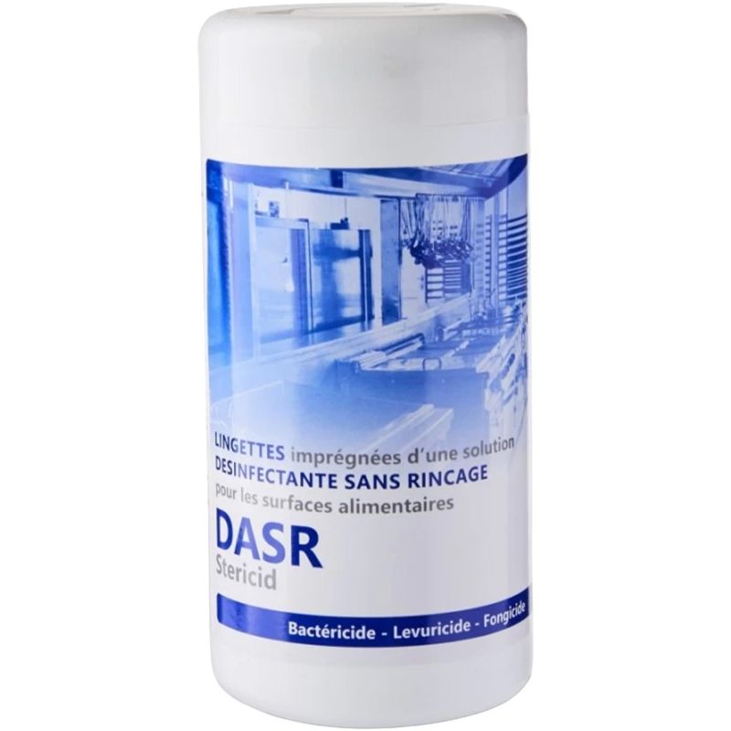 Lingettes désinfectantes contact alimentaires EN14476 DASR x100