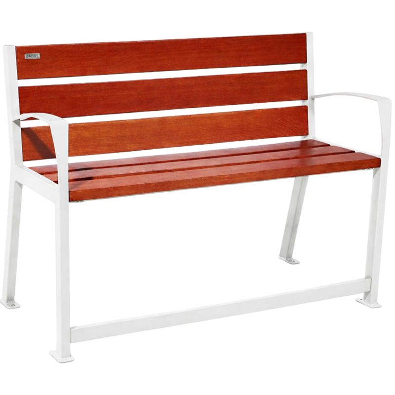 Banc public bois senior 120 cm chêne et acier blanc acajou