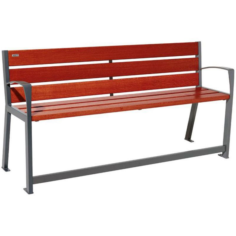 Banc public bois senior 180 cm gris anthracite acajou