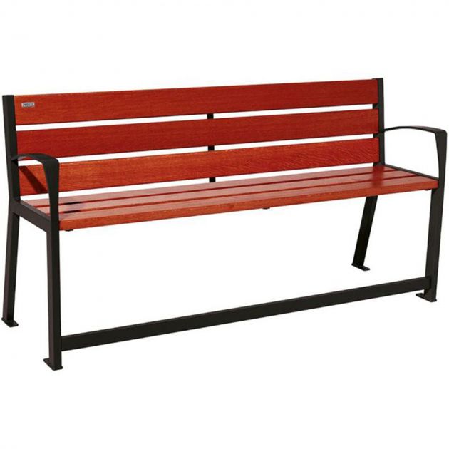 Banc public bois senior 180 cm noir acajou