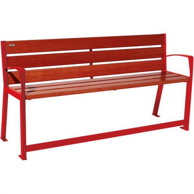 Banc public bois senior 180 cm rouge acajou