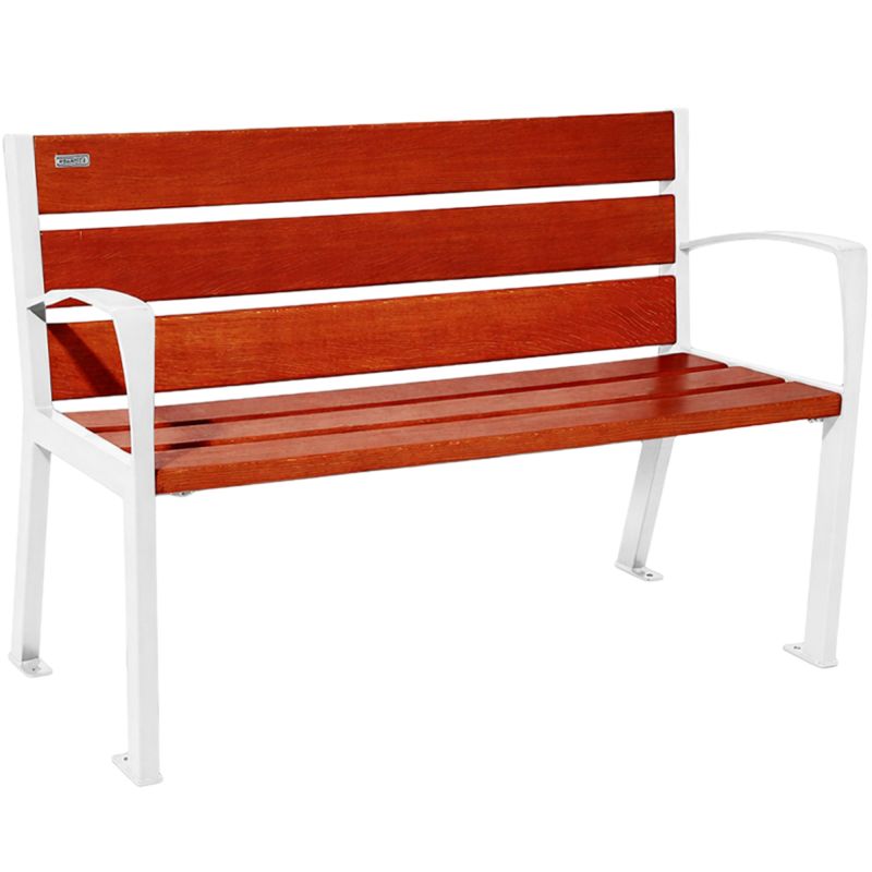 Banc public bois avec accoudoirs 120 cm blanc acajou
