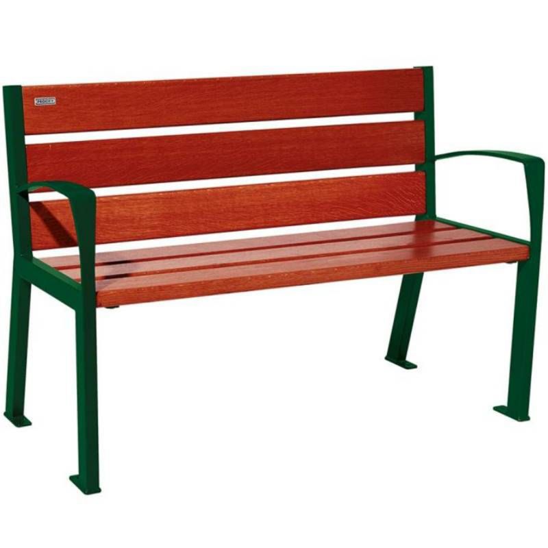 Banc public bois avec accoudoirs 120 cm vert acajou