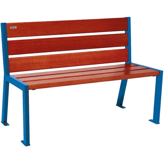 Banc public en bois 120 cm bleu acajou