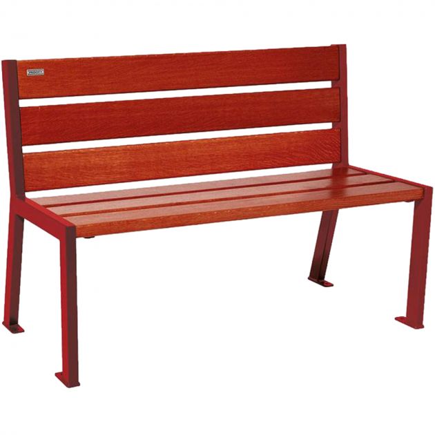 Banc public en bois 120 cm rouge acajou