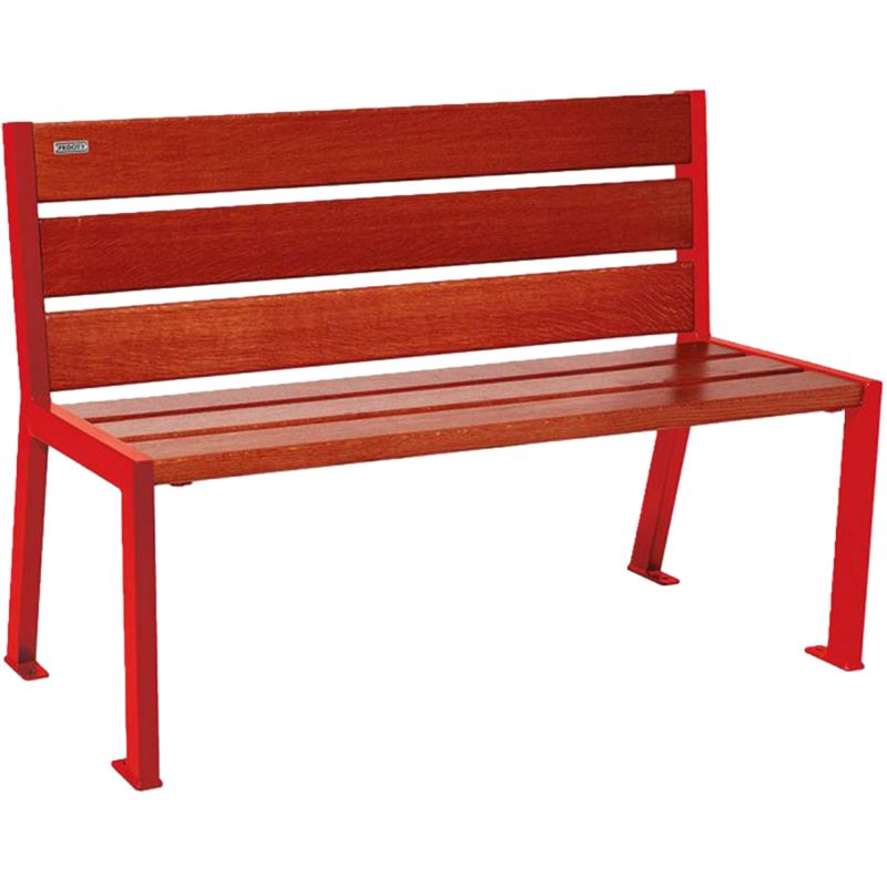 Banc public en bois 120 cm rouge acajou