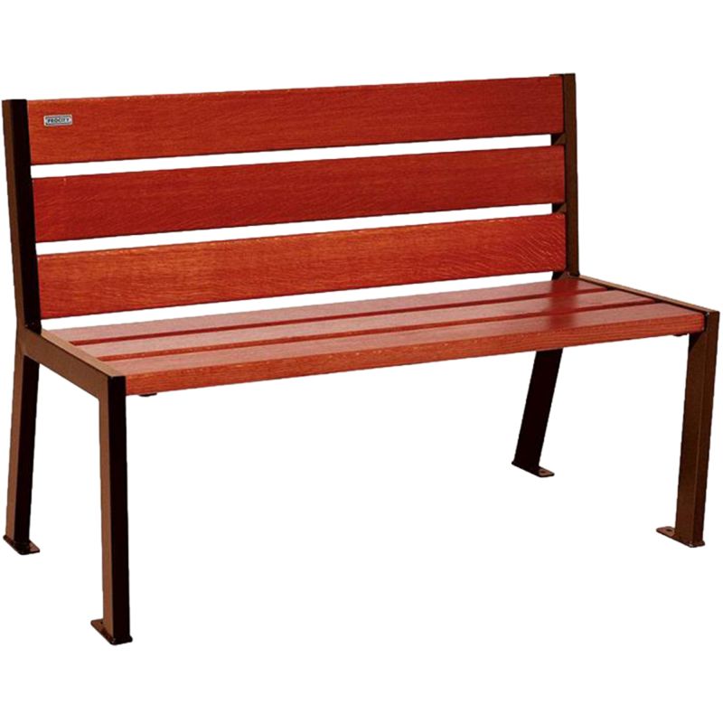Banc public en bois 120 cm corten acajou