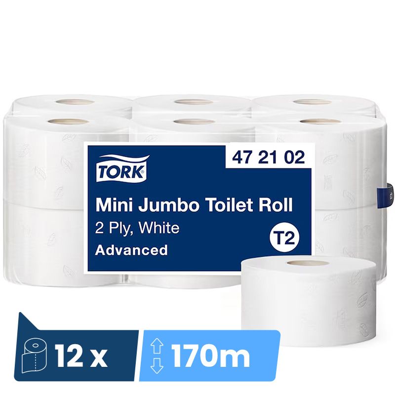 Papier toilette Mini Jumbo Advanced 170 m Tork T2 - colis de 12 bobines