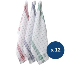 Torchons essuie-verres 100 % coton - lot assorti de 12