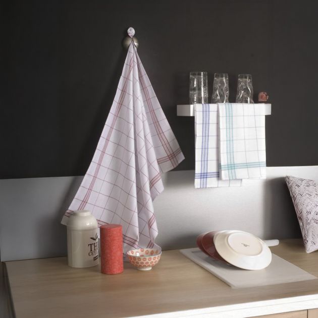 Torchons essuie-verres 100 % coton - lot assorti de 12