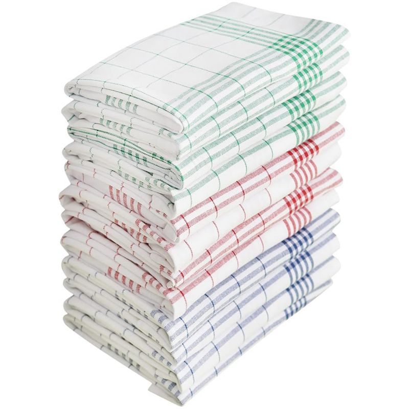 Torchons essuie-verres 100 % coton - lot assorti de 12 pile