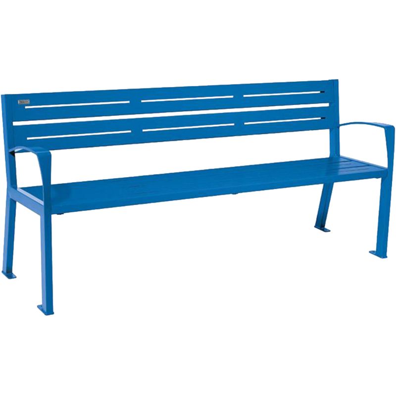 Banc public acier 4 places 180 cm bleu accoudoirs