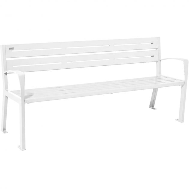 Banc public acier 4 places 180 cm blanc accoudoirs