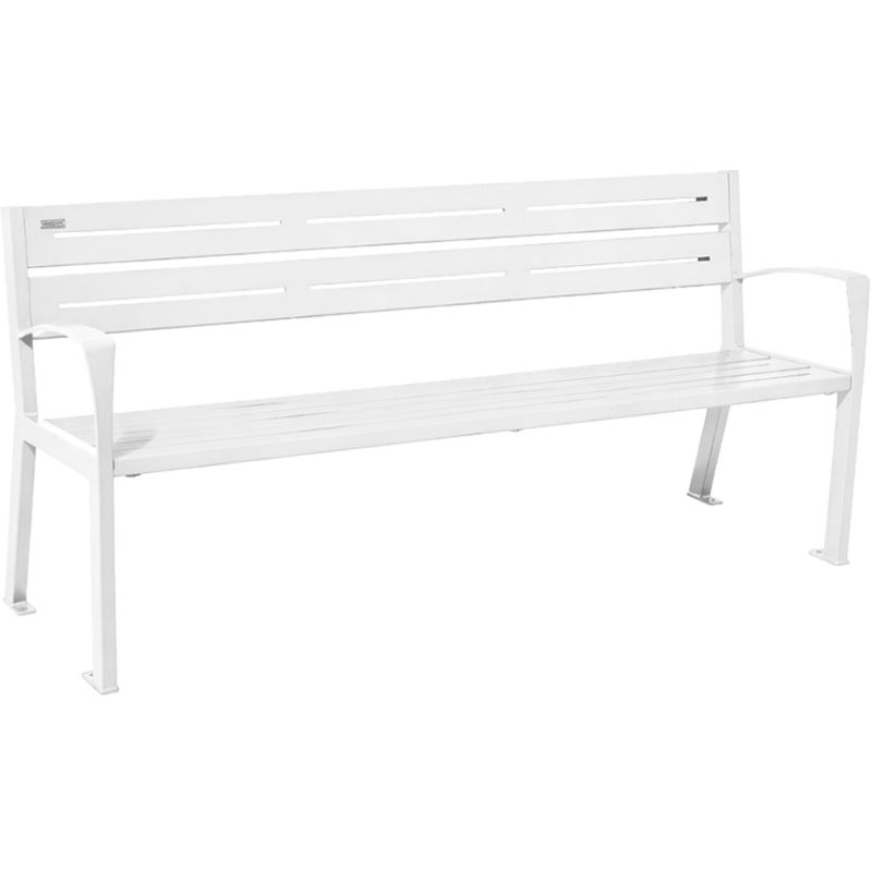 Banc public acier 4 places 180 cm blanc accoudoirs