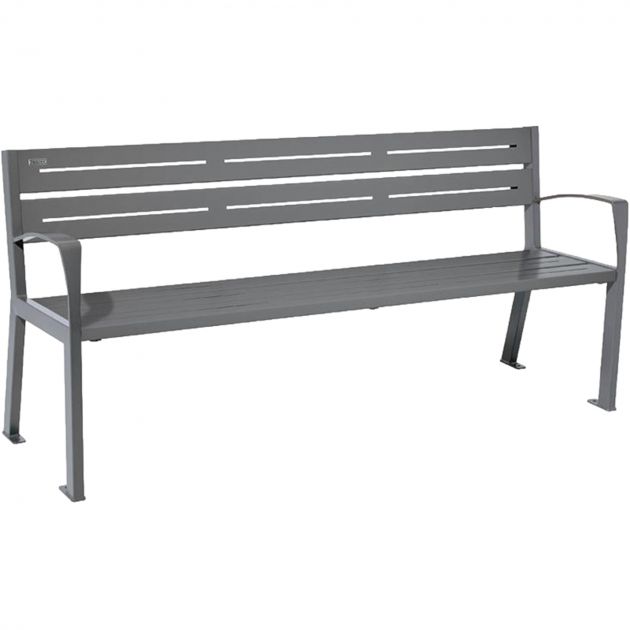 Banc public acier 4 places 180 cm gris anthracite accoudoirs