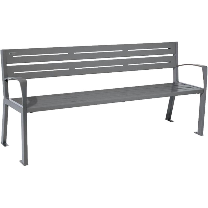 Banc public acier 4 places 180 cm gris anthracite accoudoirs