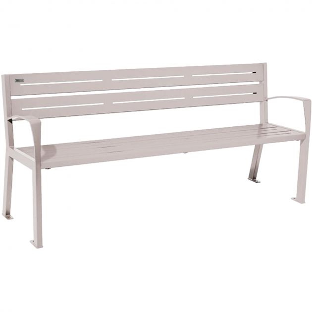 Banc public acier 4 places 180 cm gris accoudoirs