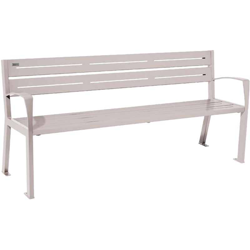 Banc public acier 4 places 180 cm gris accoudoirs