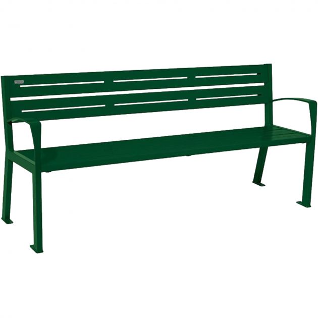 Banc public acier 4 places 180 cm vert accoudoirs