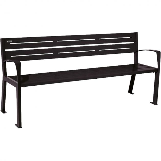 Banc public acier 4 places 180 cm noir accoudoirs