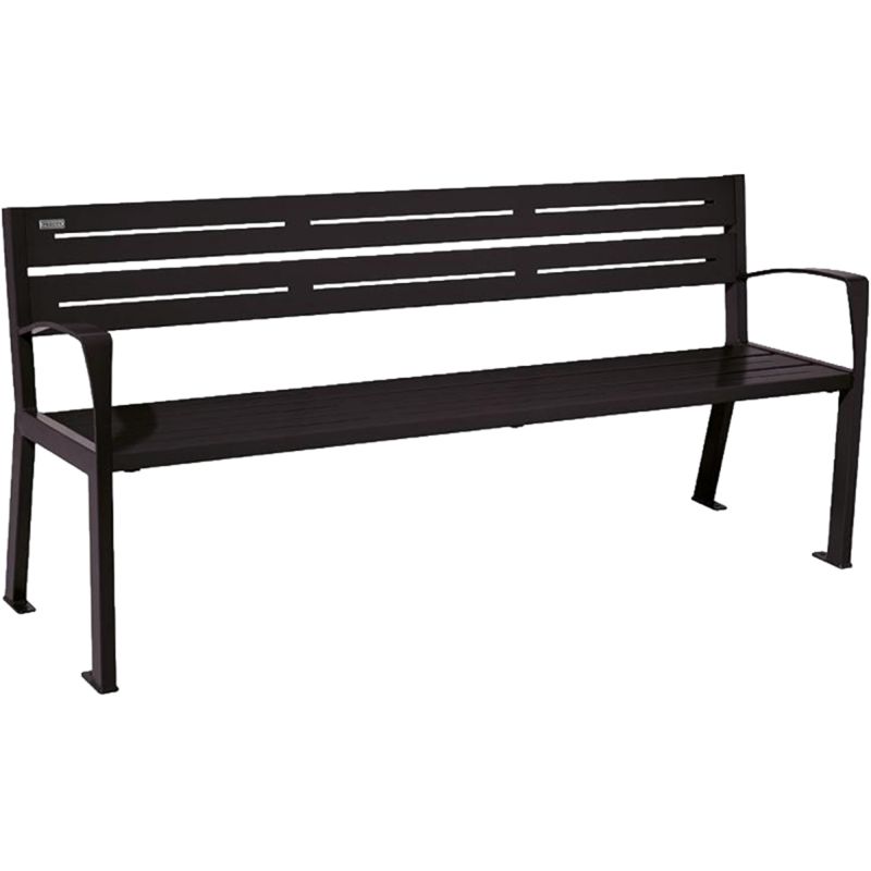 Banc public acier 4 places 180 cm noir accoudoirs