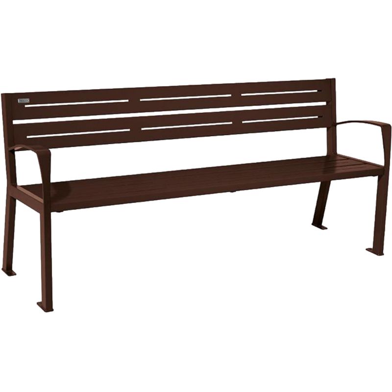 Banc public acier 4 places 180 cm marron accoudoirs