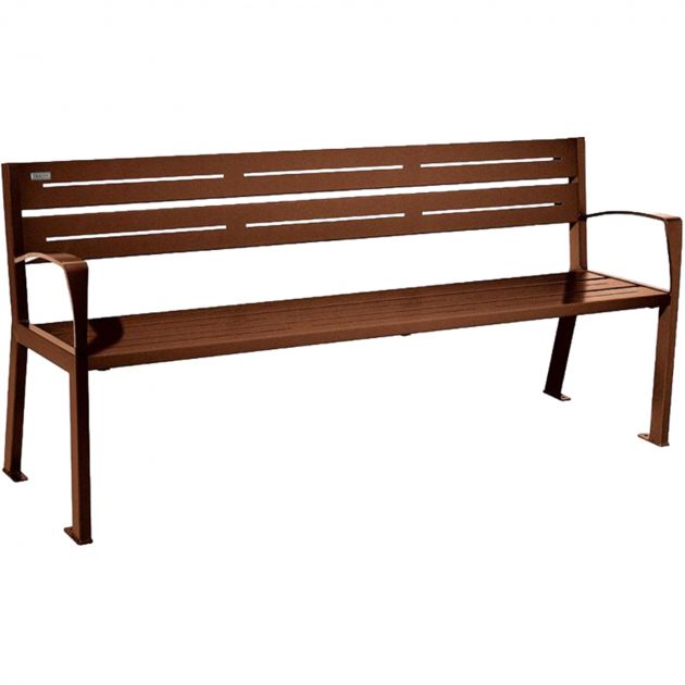 Banc public acier 4 places 180 cm corten accoudoirs
