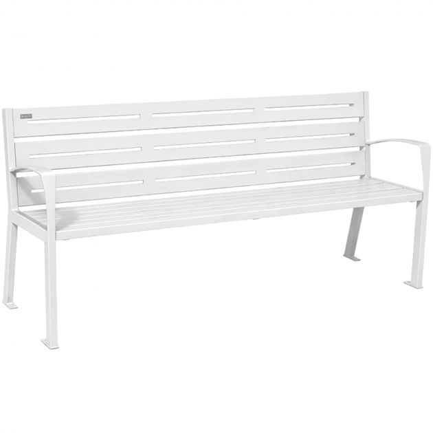 Banc public en métal 4 places 180 cm blanc accoudoirs