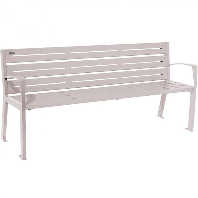 Banc public en métal 4 places 180 cm gris accoudoirs