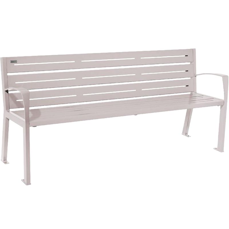 Banc public en métal 4 places 180 cm gris accoudoirs
