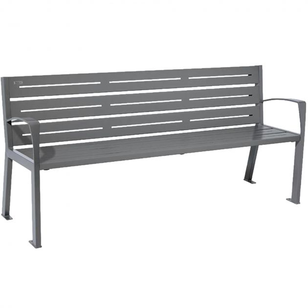 Banc public en métal 4 places 180 cm accoudoirs gris
