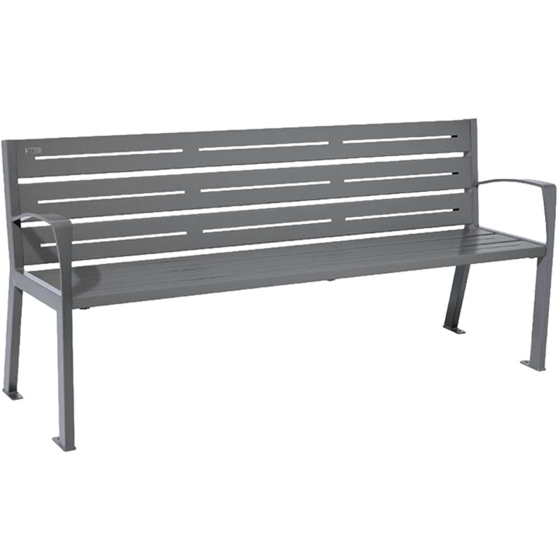 Banc public en métal 4 places 180 cm accoudoirs gris