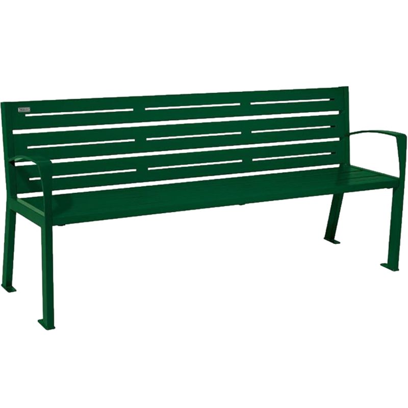 Banc public en métal 4 places 180 cm vert accoudoirs
