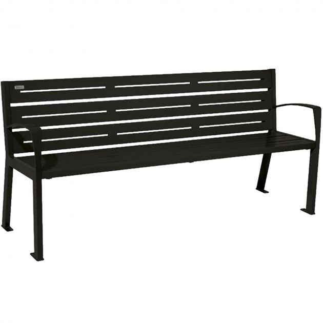 Banc public en métal 4 places 180 cm noir accoudoirs