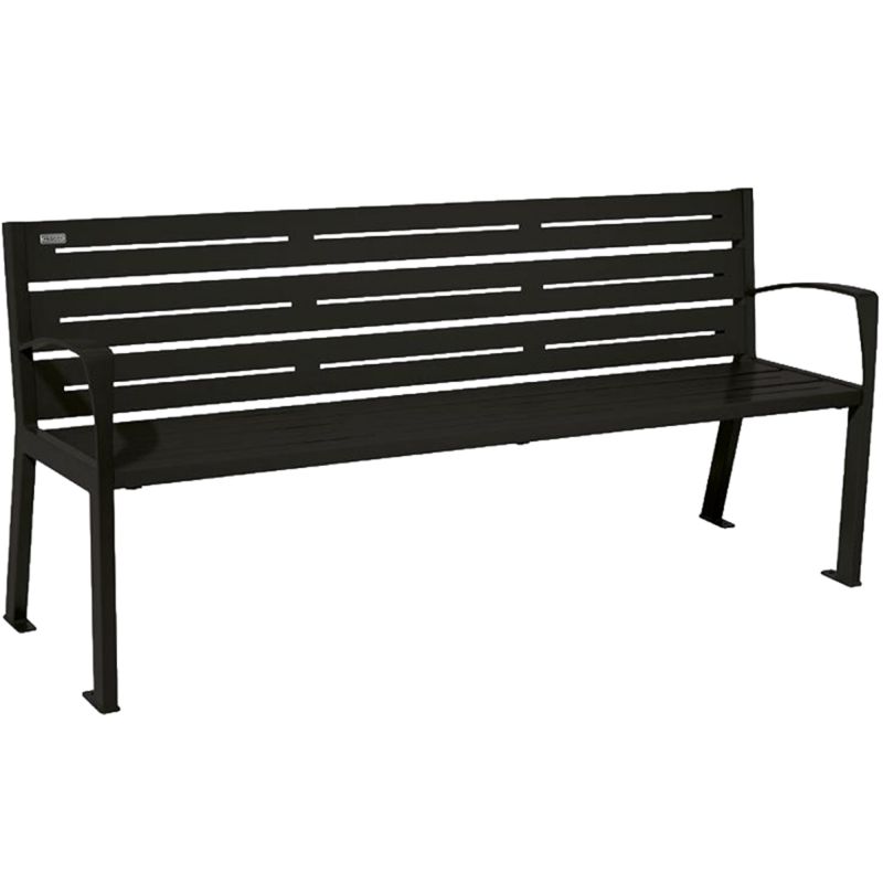 Banc public en métal 4 places 180 cm noir accoudoirs