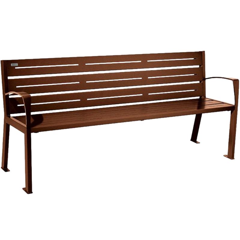 Banc public en métal 4 places 180 cm corten accoudoirs