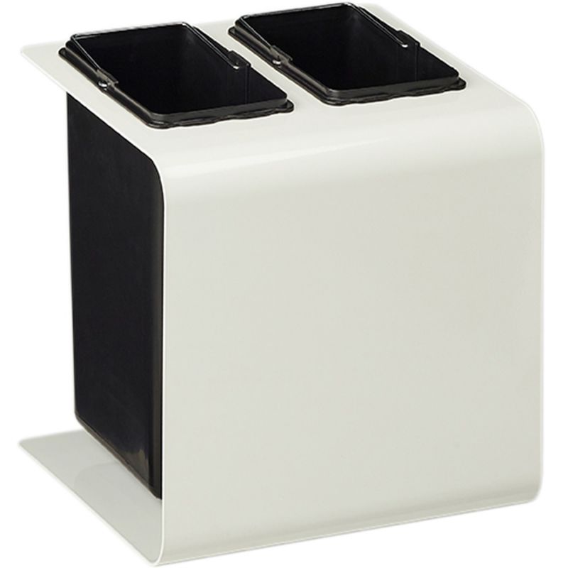Poubelle tri sélectif 2 bacs en métal blanc avec stickers Tribu