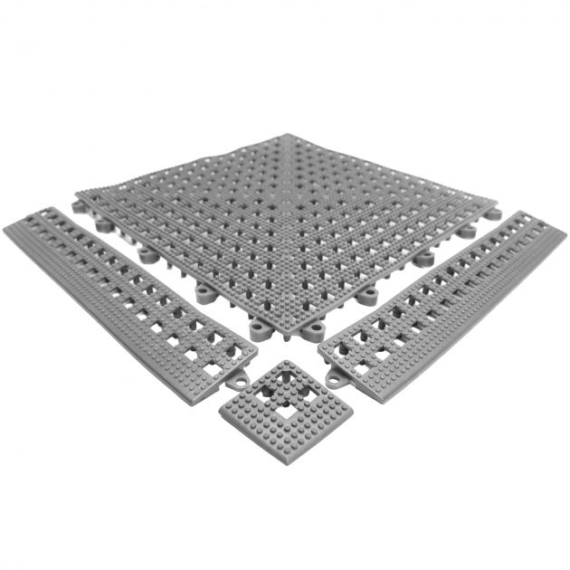 Bordure d'angle pour dalle caillebotis en vinyle souple texturé x 3