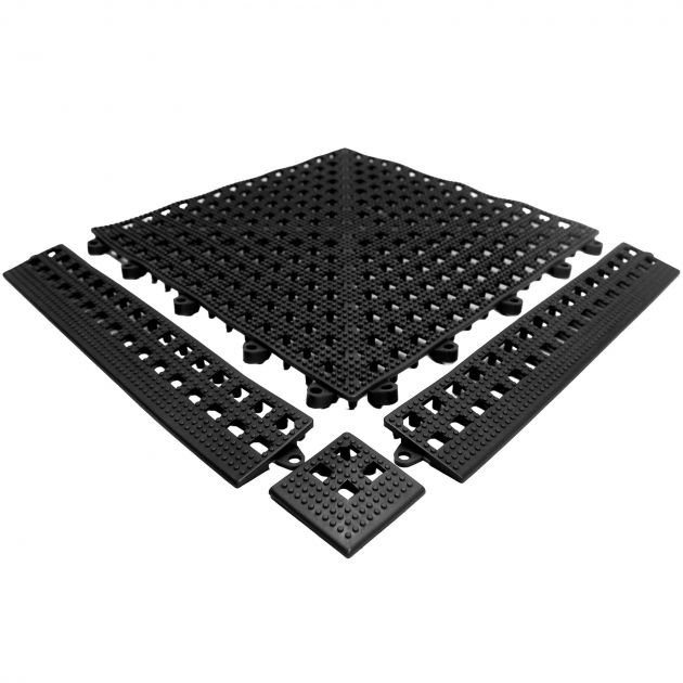 Bordure d'angle pour dalle caillebotis en vinyle souple texturé x 3