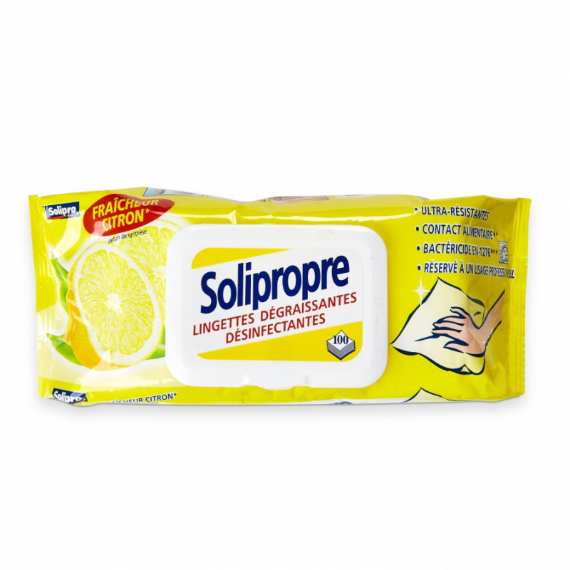 Lingettes désinfectantes parfum citron Solipropre