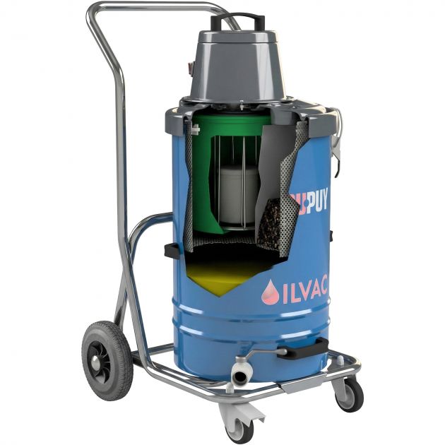 Aspirateur industriel compact huiles et copeaux OILVAC 60 intérieur