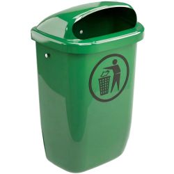 Poubelle d'extérieur 50L plastique vert 