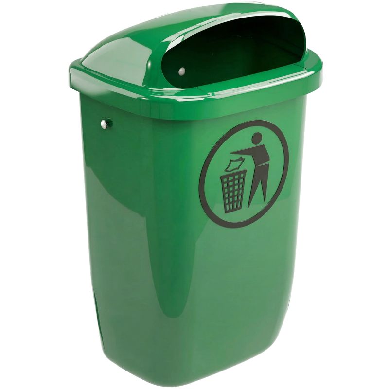 Poubelle d'extérieur 50L plastique vert 