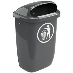 Poubelle d'extérieur 50L plastique gris