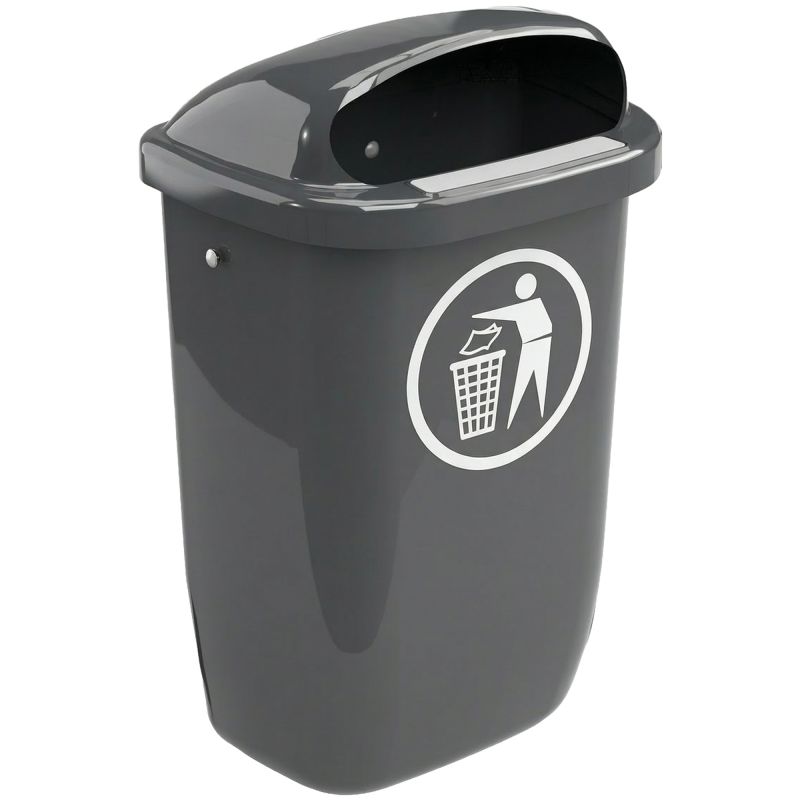 Poubelle d'extérieur 50L plastique gris