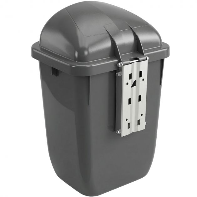 Poubelle d'extérieur 50L plastique gris
