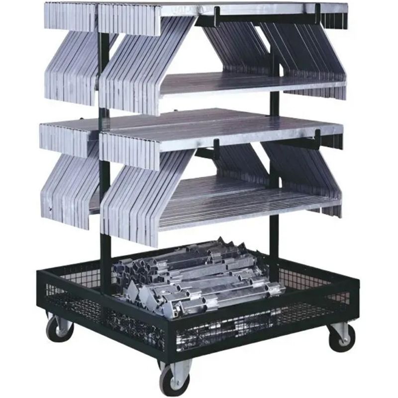 Chariot pour éléments de podium chargé